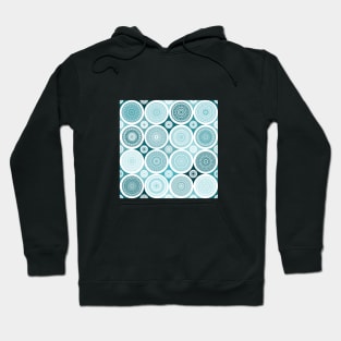 repeating pattern with boho style circles, teal color Hoodie